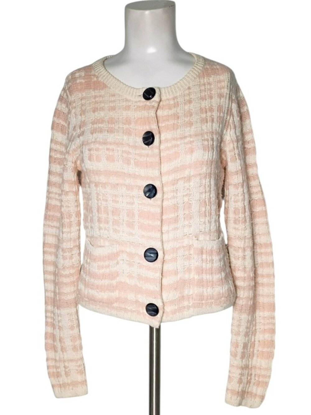 Knitted & Knotted Anthropologie Cropped Cardigan XS Button Alpaca Blend Office